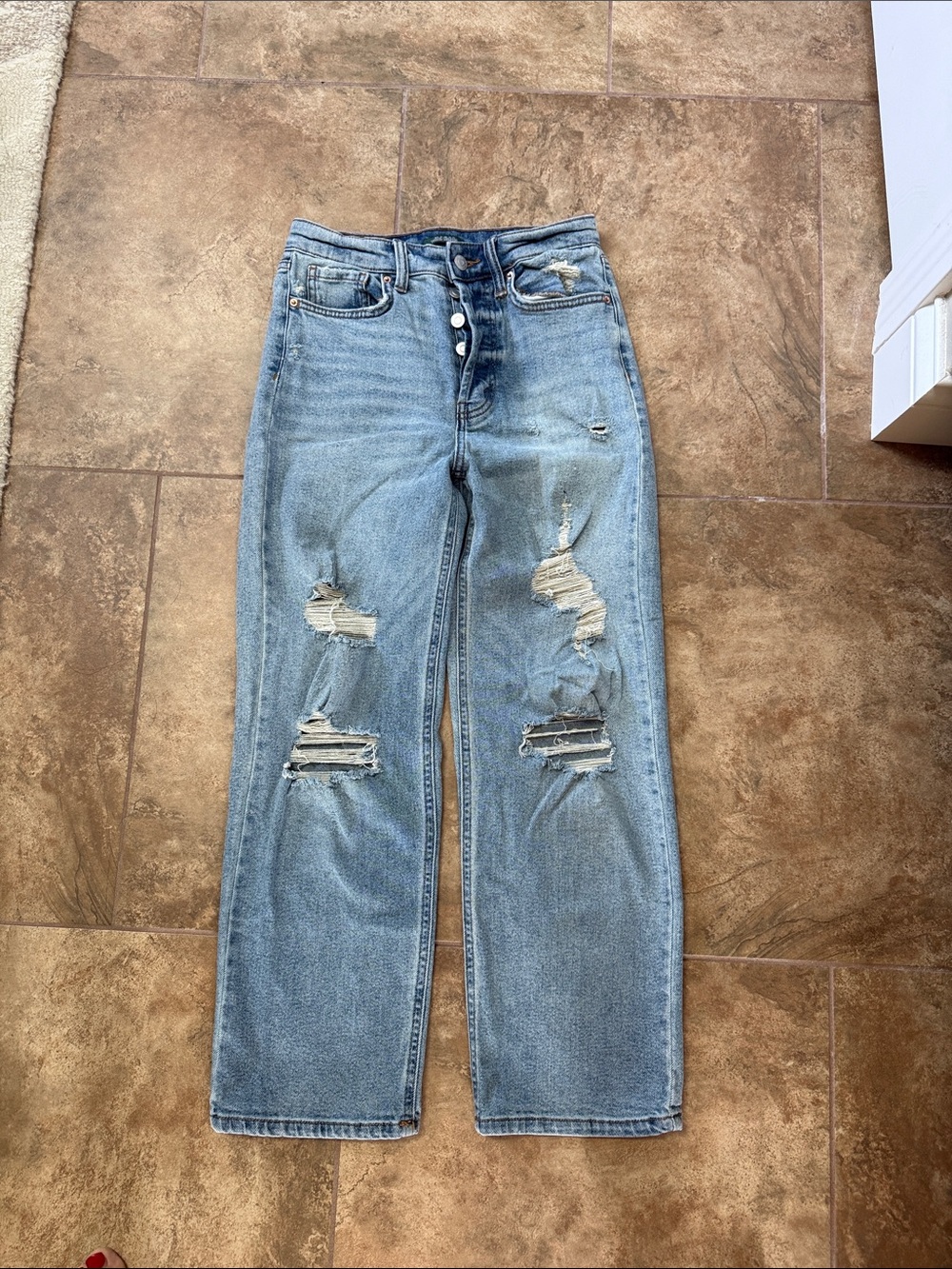 wild fable Distressed Light Blue Straight Leg Jeans